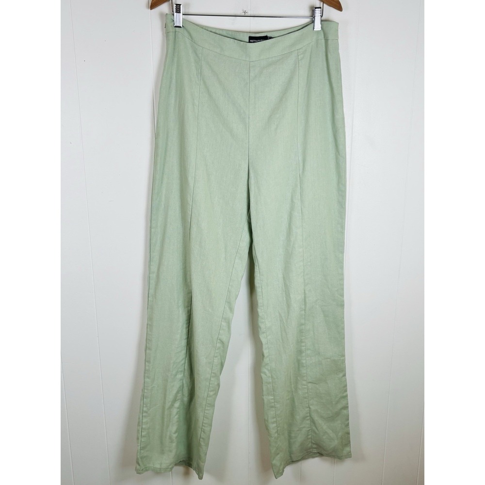 Pretty Little Thing Women's Size 10 Wide Leg Pants High Waist Cotton Side Zip
